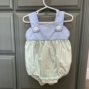 Blue and Green Striped Baby Romper the Beaufort bonnet company 18/24 never worn